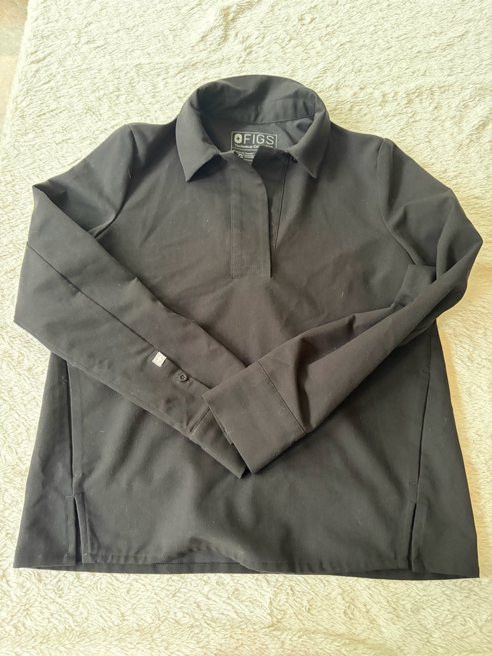Figs Black Casual Button-Down Long Sleeve Shirt